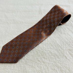 Aurelio Valentino Men's Necktie Chocolate Brown, Orange, Blue, White